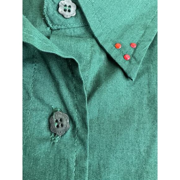 Bobbie Brooks Woman Embroidered Cardinals Button Up Shirt 18W/20W Green Birds - Picture 4 of 10